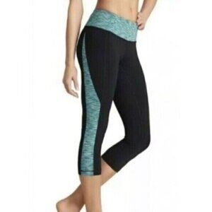 Athleta Women's Black Space Dye Splits Revelation Cropped Leggings Size Medium